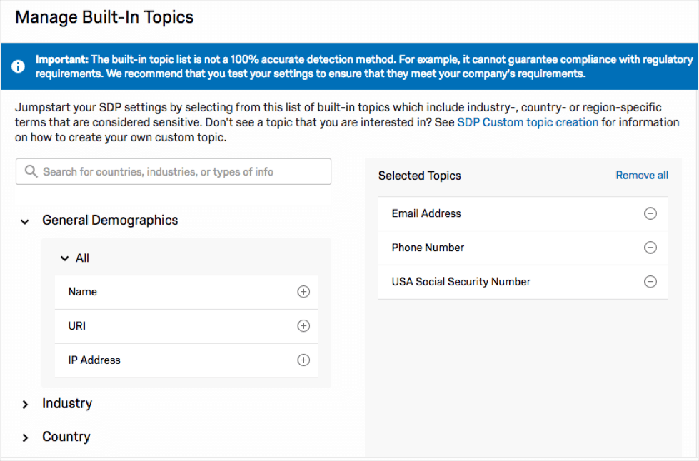 Manage built-in topics